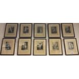 A set of of ten 19th century furnishing prints, Cries of London, after F Wheatley, 16cm x 11.5cm