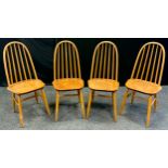 A set of four elm and beechwood, Ercol style, spindle-back chairs, (4).
