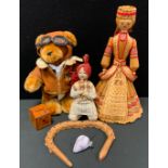 A Dandee Wright Brothers limited edition musical teddy bear, 100th anniversary; straw work doll ;