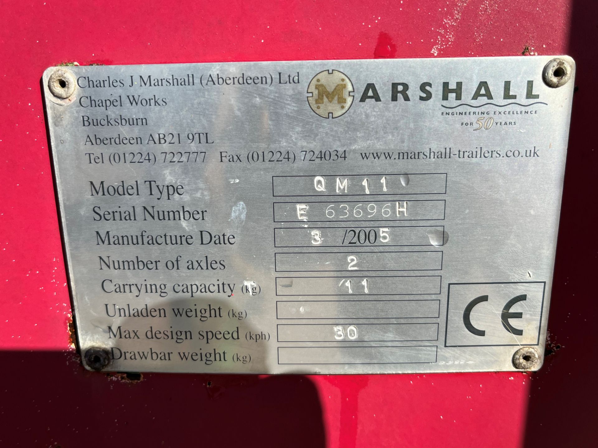 2005 Marshall QM 11 Tonne Silage Trailer, c/w Grain Door, Super Single Tyres - Image 5 of 5