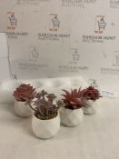 4 Piece Artificial Succulent Plants In Ceramic Pots
