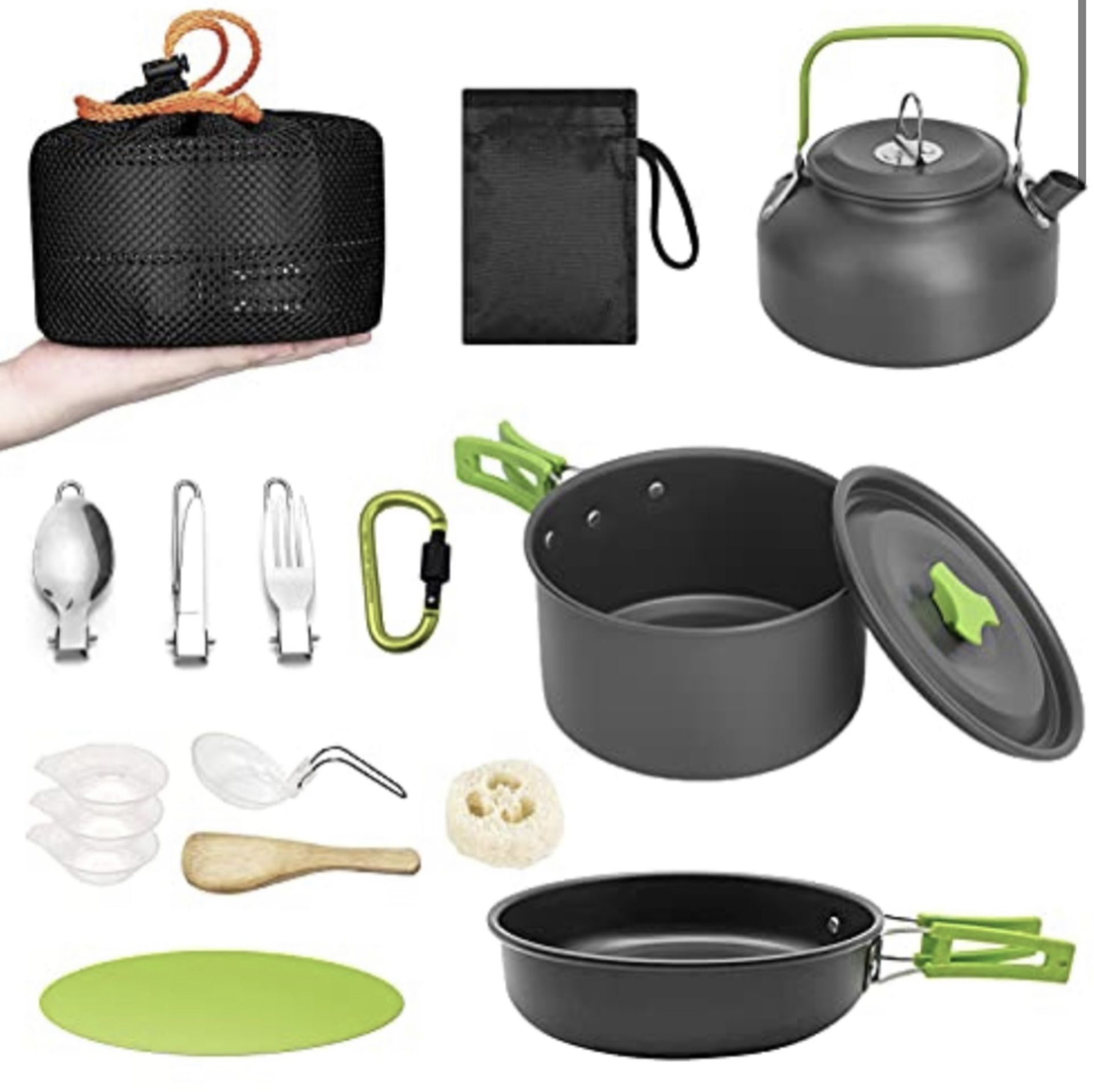 Lightweight Camping Cookware Kit, 16Pcs Portable Outdoor Cookset RRP £45