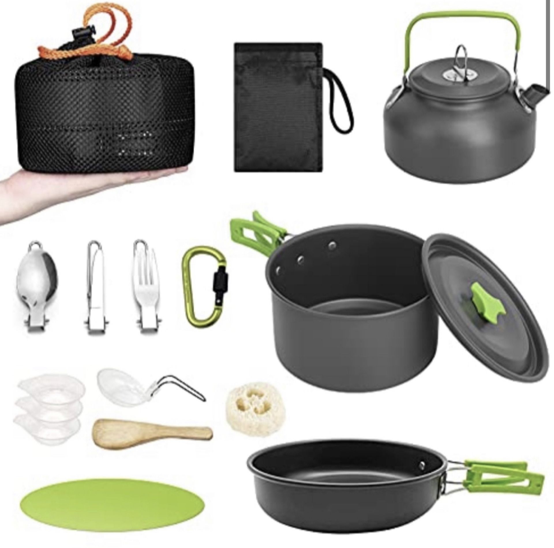 Lightweight Camping Cookware Kit, 16Pcs Portable Outdoor Cookset RRP £45