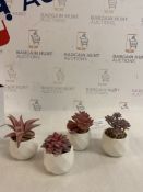 Artificial Succulent Plants In Ceramic Pots, 4 Piece