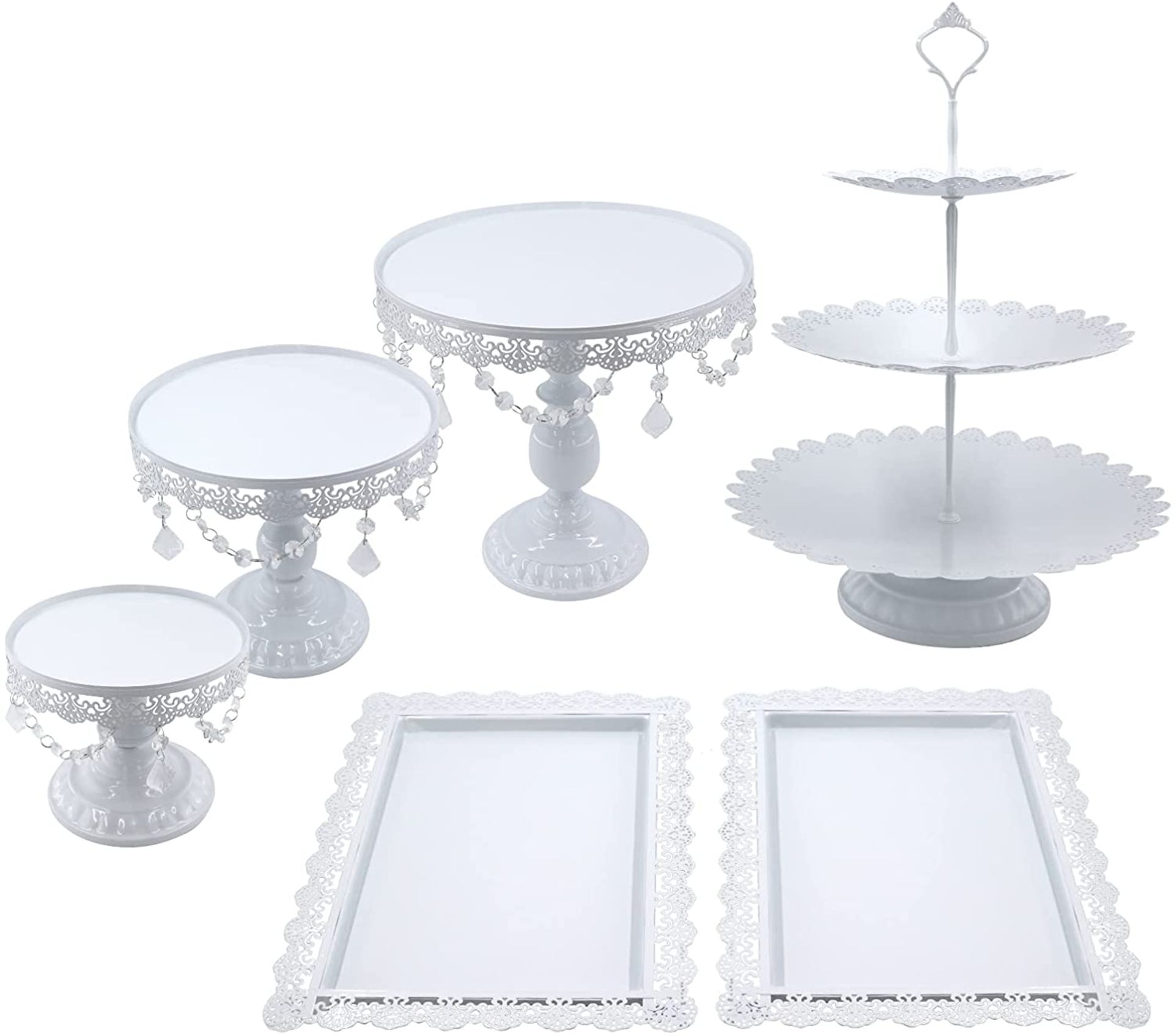 Snowtaros 6PCS Cake Stands with Crystal Beads, Vintage Style RRP £64.99