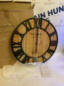 Westzytturm Large Decorative Roman Numerals Oversized Rustic Wooden Clock RRP £87.99