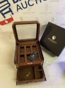ROTHWELL 6 Slot Leather Watch Box with Valet Drawer - Luxury Watch Case RRP £74.99