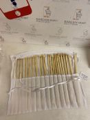Curtzy Bamboo Knitting Needle Set - 16 Pairs of Wooden Straight Knitting Needles with Storage Case
