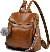 Backpack Womens,VASCHY Fashion PU Leather Anti-Theft Backpack