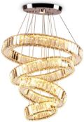 Modern Crystal Chandeliers LED Pendant Light Fixtures 4 rings Ceiling Light RRP £199.99