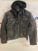 Aviatrix Mens Black Hood Real Leather Bomber Jacket, XL RRP £79.99