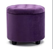 HNNHOME Round Velvet Padded Seat Ottoman Storage Stool Box/Footstool RRP £59.99