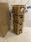 Natural Hyacinth 4 Drawer Handwoven Tower Storage Unit