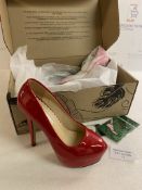 OCHENTA Women's Round Toe Stiletto High Heel Platform Slip On Pumps Size 230 RRP £35