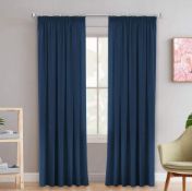 Anti - Mite Pencil Pleat Blackout Light Blocking Navy Curtains for Bedroom Thermal Insulated