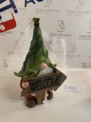 Christmas Gnome Holding Welcome Board with Solar LED Lights