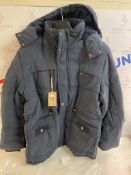 R RUNVEL Men's Thicken Parka Coat Warm Fleece Jacket with Removable Hood Size XL RRP £59.99