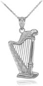 Set of 10 Farjary Harp Musical Instrument Sterling Silver Pendant Necklace