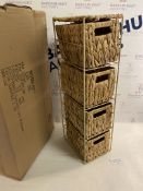 Natural Hyacinth 4 Drawer Handwoven Tower Storage