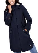 RRP £135 Joules Womens Loxley Cosy Borg Lined Waterproof Coat - Marine Navy - 14
