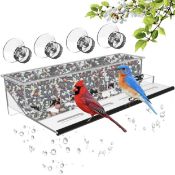 Niuxx Window Suction Bird Feeder with Seed Tray, Set of 2 RRP £50