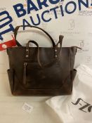 S-ZONE Women Vintage Genuine Leather Tote Bag Large Shoulder Purse RRP £79.99