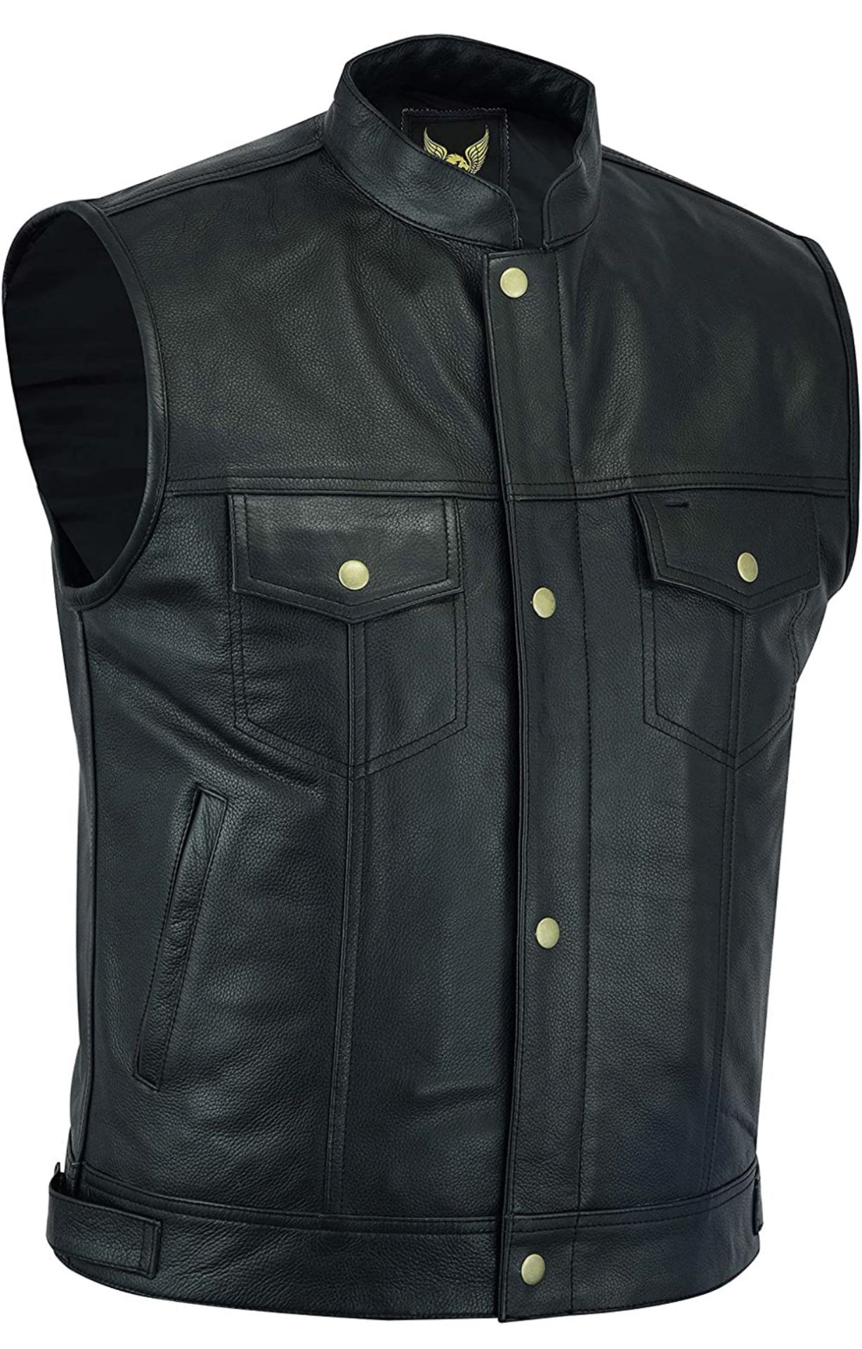 Leatherick Motorcycle Mens SOA Genuine Leather Biker Vest, 2XL RRP £55.99