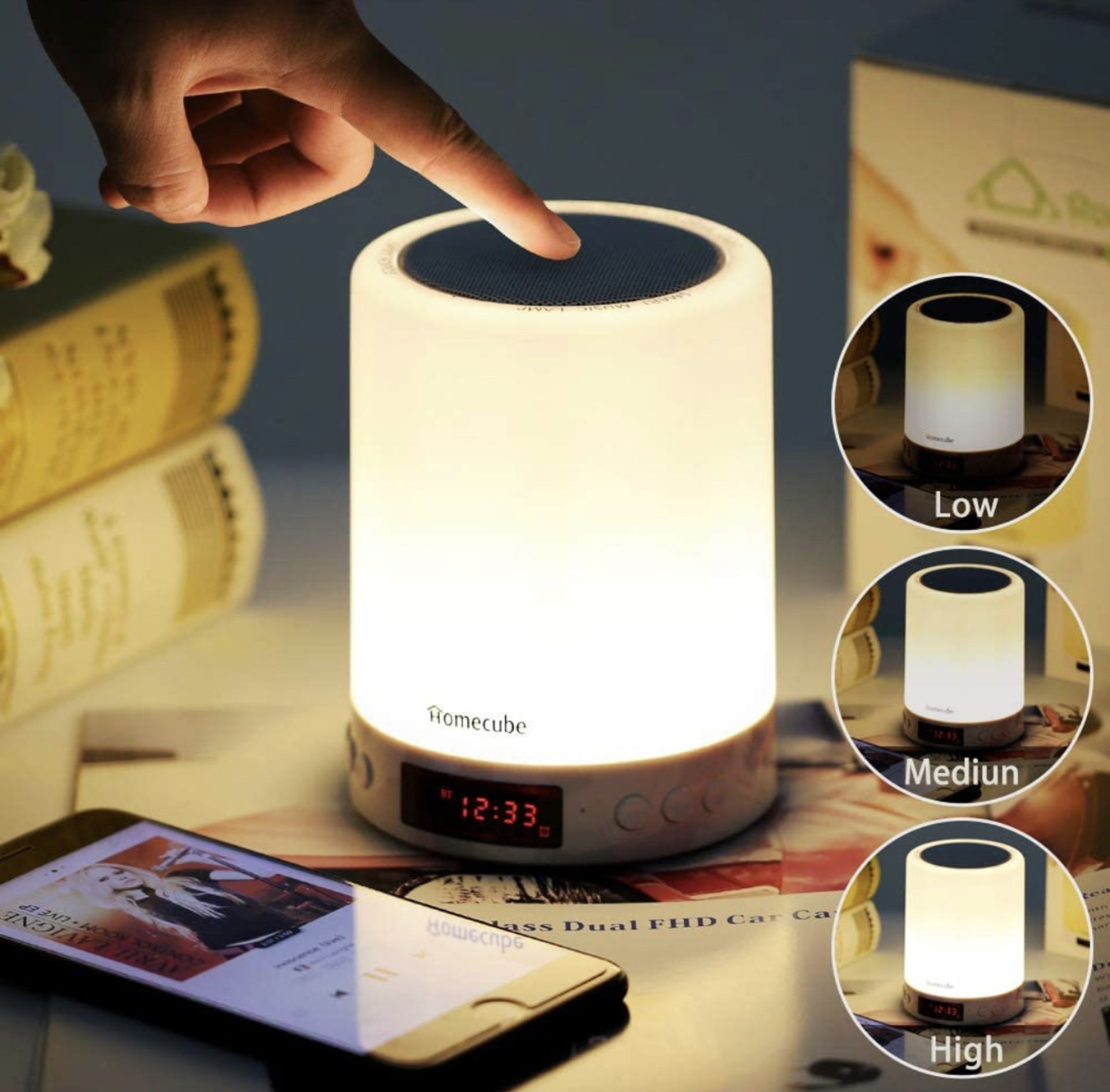 Homecube Touch Bedside Lamp Bluetooth Speaker