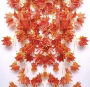 RRP £216 set of 12 x Boic 12pcs Artificial Maple Leaf Rattan Autumn Leaf Hanging Wreath