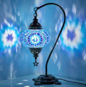 DEMMEX Stunning Handmade Swan Neck Moroccan Mosaic Glass Table Lamp RRP £47.99