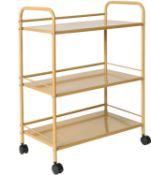 HOME BI 3-Tier Metal Rolling Utility Cart RRP £49.99 (Image for illustration, Actual Colour is
