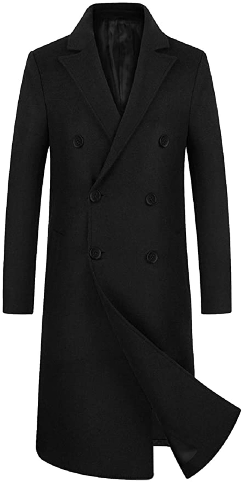 iCKER Men's Wool Woolen Coat Long Trench Coat, Large RRP £76.99