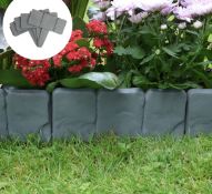 RRP £66 Set of 6 x Pukkr 5m Packs of Grey Stone Effect Lawn Edging Plant Border