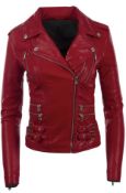 Aviatrix Women's Real Leather Cross-Zip Multi-Zip Biker Jacket, XL RRP £79.99