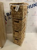 Woodluv Natural Hyacinth 4 Drawer Hadwoven Tower Storage Unit RRP £32.99