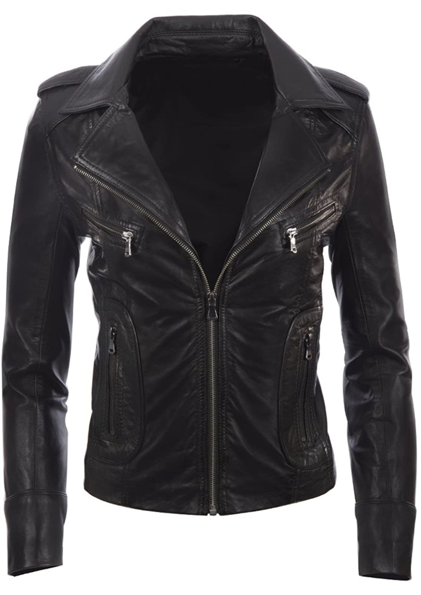Aviatrix Women's Real Leather Short Fashion Biker Jacket, 3XL RRP £59.99