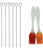 RRP £90 Set of 15 x BBQ Kebab Skewers and Grill Brush Sets