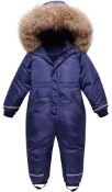 RRP £60 Minizone Kids One Piece Ski Suit Hooded Waterproof Overall, 7-8 Years