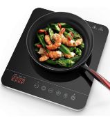 RRP £70 Aobosi Induction Hob Portable Induction Cooker Black Crystal Glass Surface