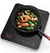 RRP £70 Aobosi Induction Hob Portable Induction Cooker Black Crystal Glass Surface