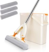 MASTERTOP Floor Mop and Bucket Set with 3 Pcs Mop Head Lazy Mop RRP £36.99