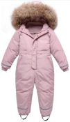 RRP £60 Minizone Kids One Piece Ski Suit Hooded Waterproof Toddler Overall