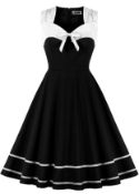 Axoe Womens 1950s Vintage Rockability Dress with Bowknot Sleeveless, XL