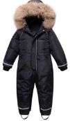 RRP £60 Minizone Kids One Piece Ski Suit Hooded Waterproof Overall, 8-9 Years