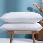 RRP £64.99 Umi Pack of Two White Goose Feather Pillows with 100% Cotton Fabric