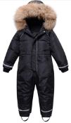 RRP £60 Minizone Kids One Piece Ski Suit Hooded Waterproof Overall, 7-8 Years