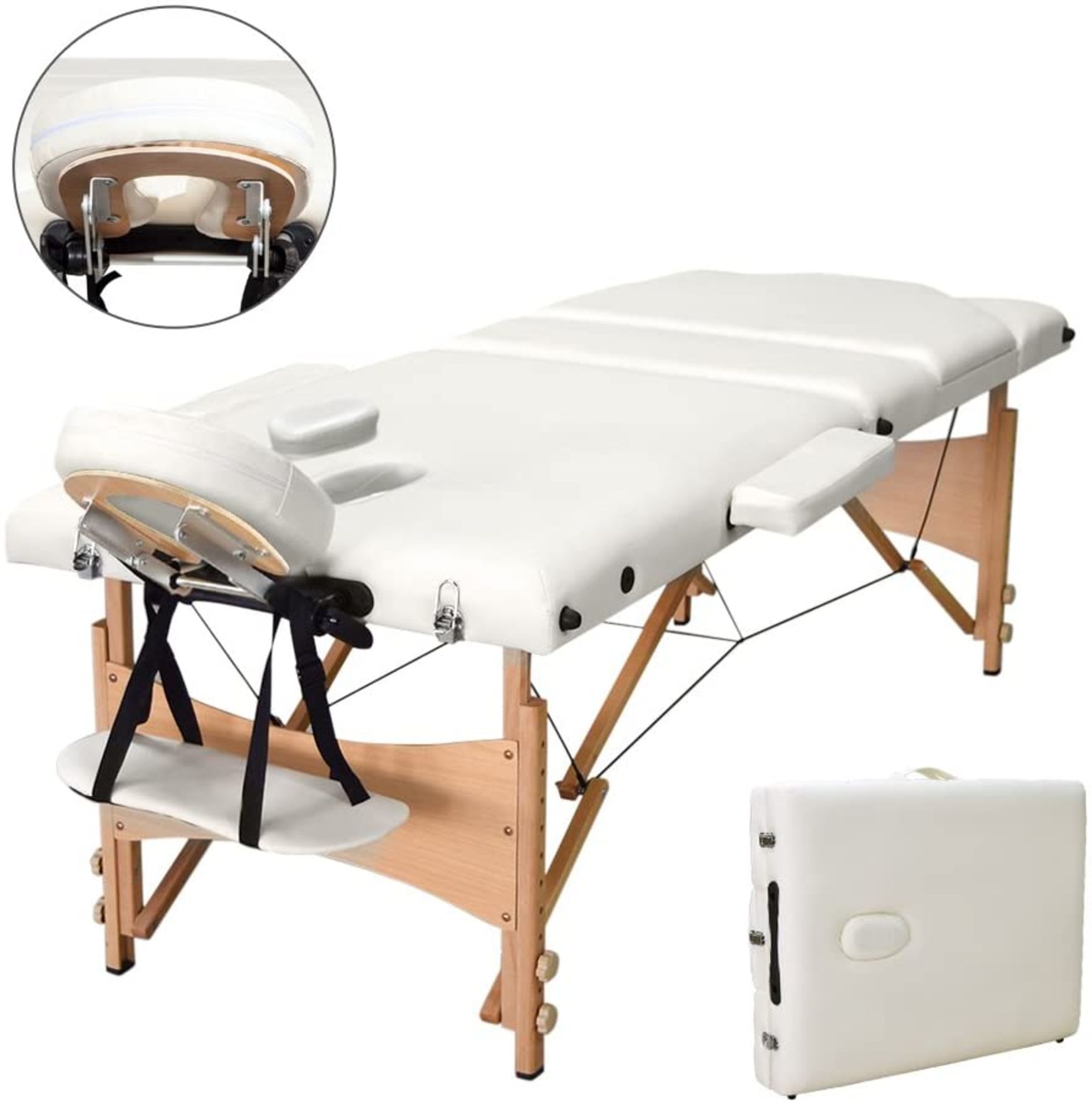 RRP £119.99 Vesgantti Portable Massage Bed Table - 3-Section Foldable Beauty Couch
