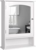 Lantaly Bathroom Medicine Wall Mounted Mirror Cabinet with Single Door & Adjustable Shelf