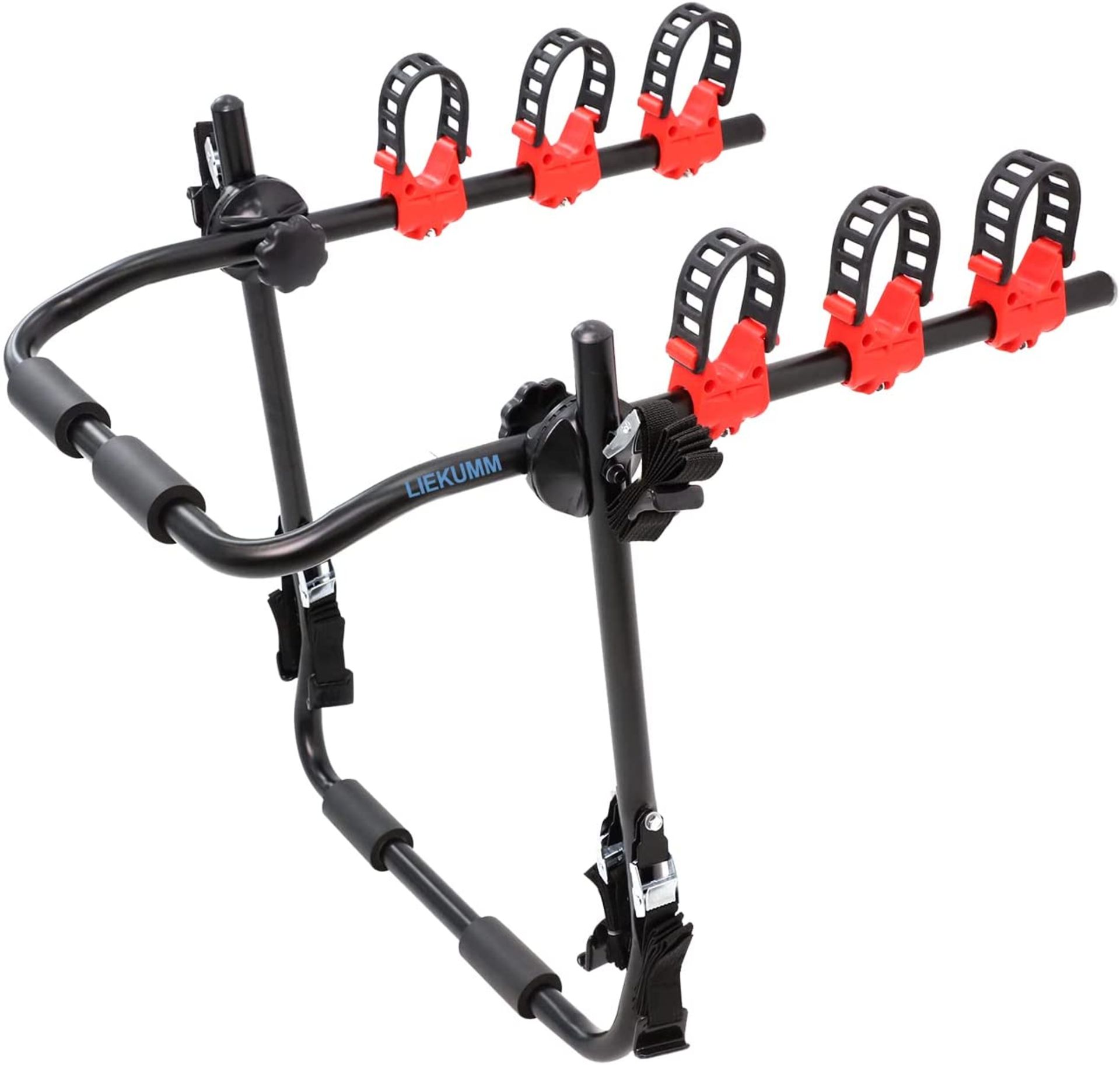 LIEKUMM 3-Bike Trunk Mount Rack Car Bike Rack, Foldable Vehicle-Mounted Bicycle Hitch Rack