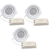 RRP £140 Set of 10 x SRunDe 3 Pcs 8W LED Recessed Downlights